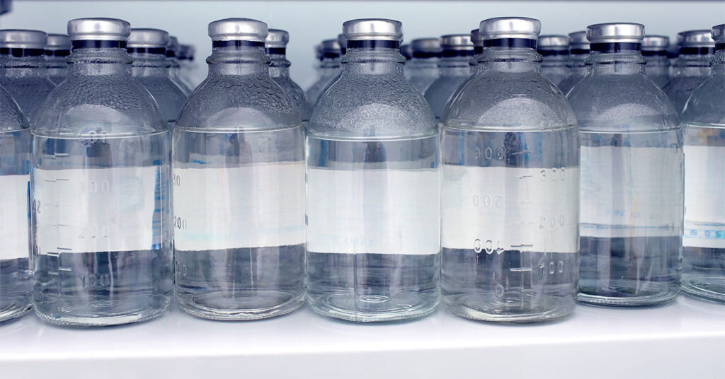 bottled products in secure storage