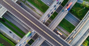 Ariel view of traffic on the expressway