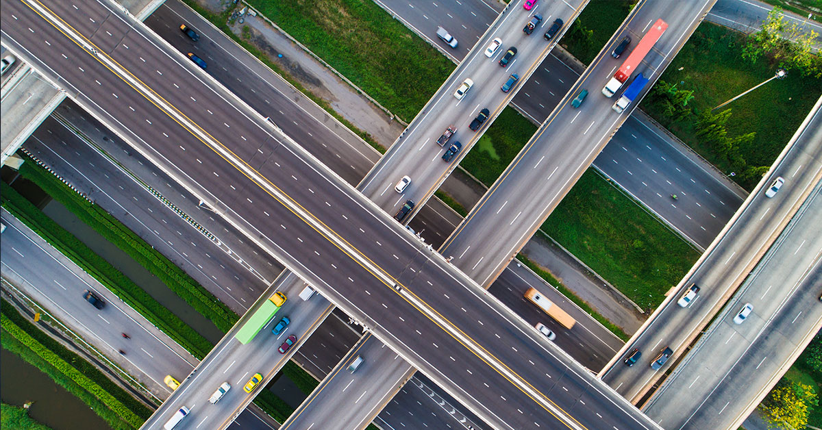 Ariel view of traffic on the expressway
