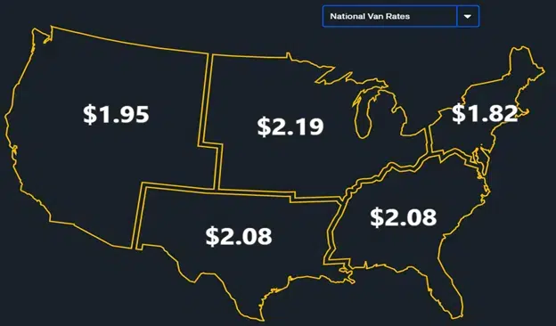 map titled national van rates