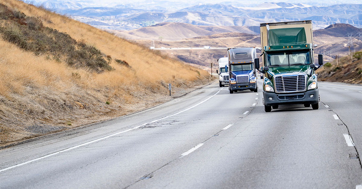 Semis driving on the highway