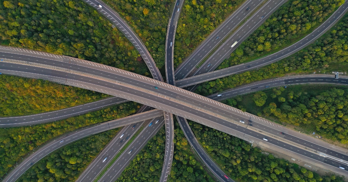 Aerial view of a road