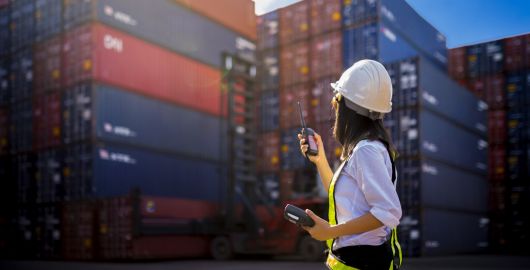 Forewoman in a shipyard for import