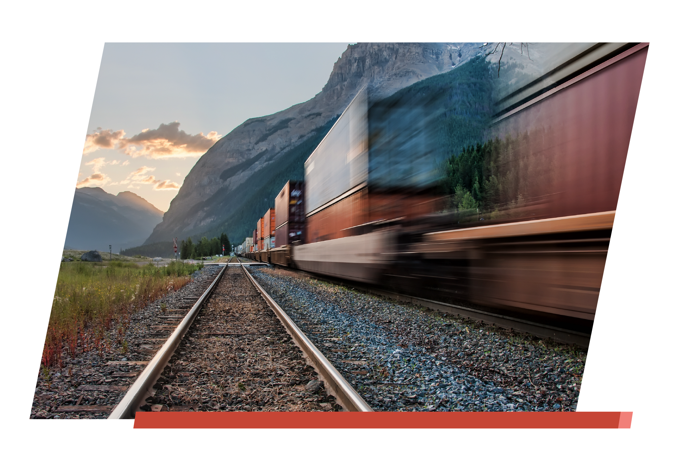 a train in motion on the railroad tracks