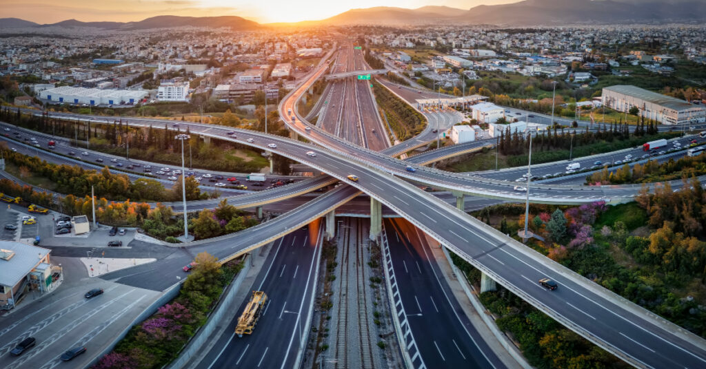 Ariel view of intersection interchanges