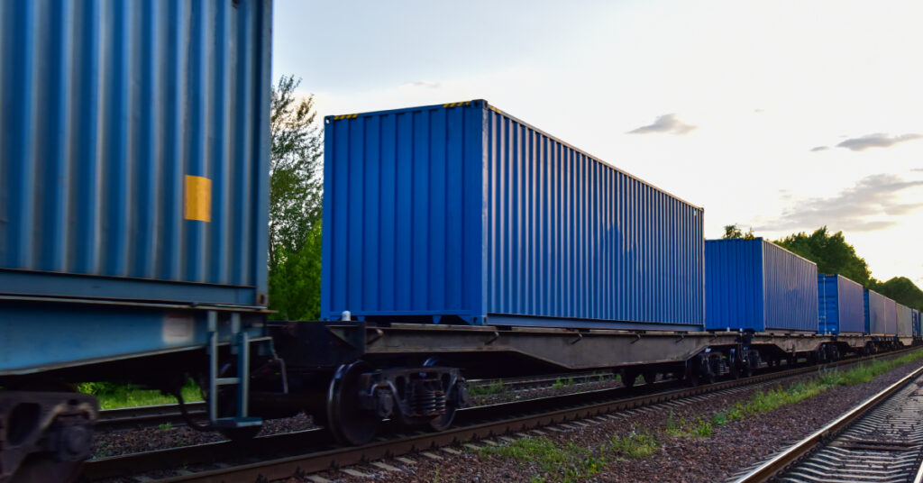 shipping containers on a train