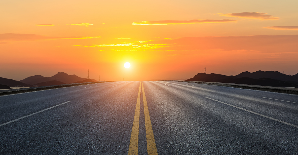 image of a road in the sunset to show the future