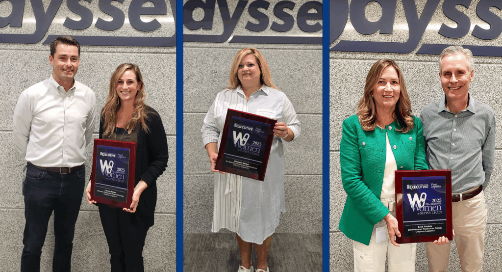 Odyssey leaders — Danielle Baker, Lauren Veres and Lisa Yankie — received the 2025 Women in Supply Chain Award