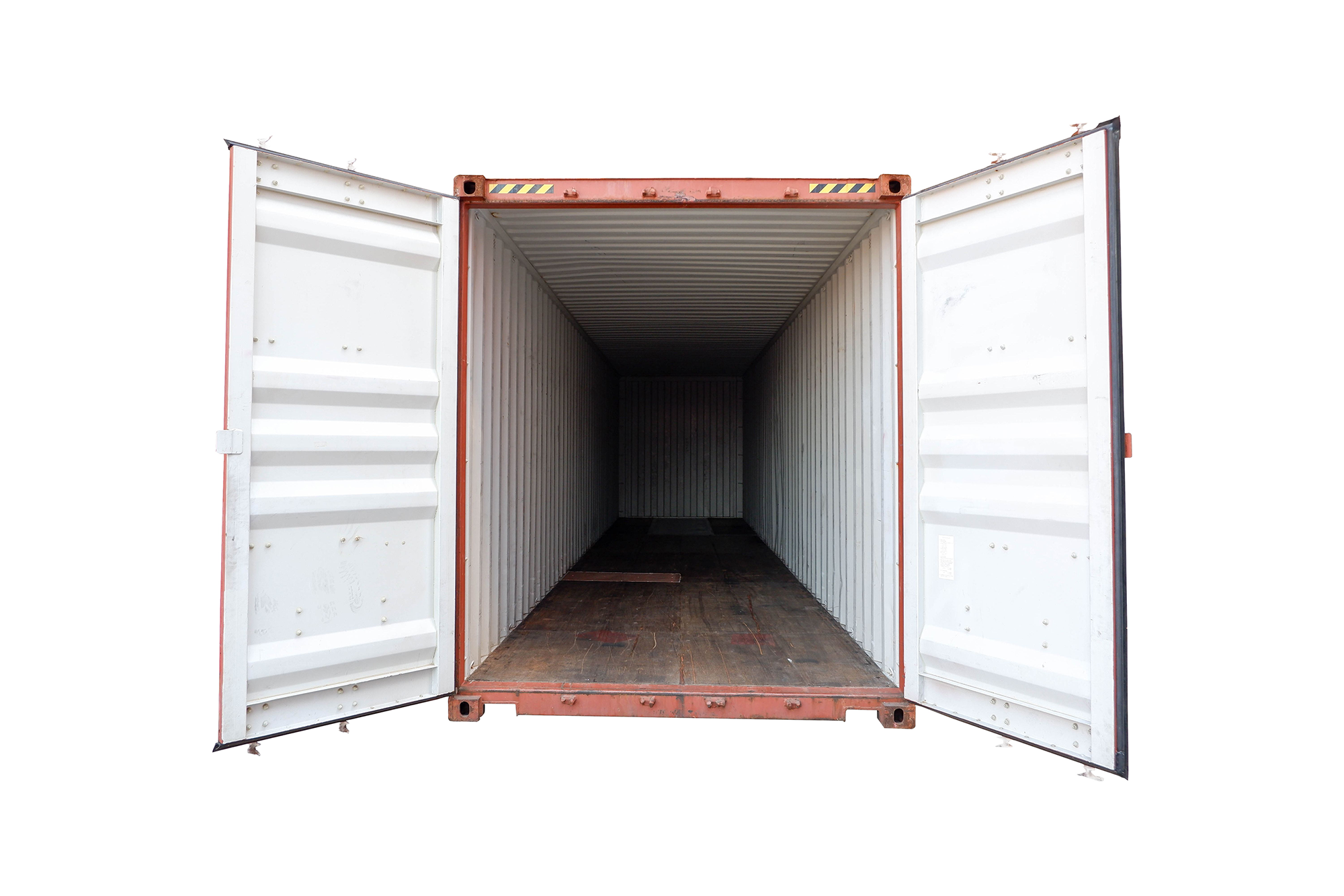 empty shipping container with the doors open