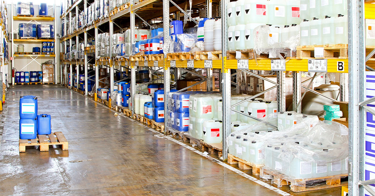 chemical samples stored in a warehouse